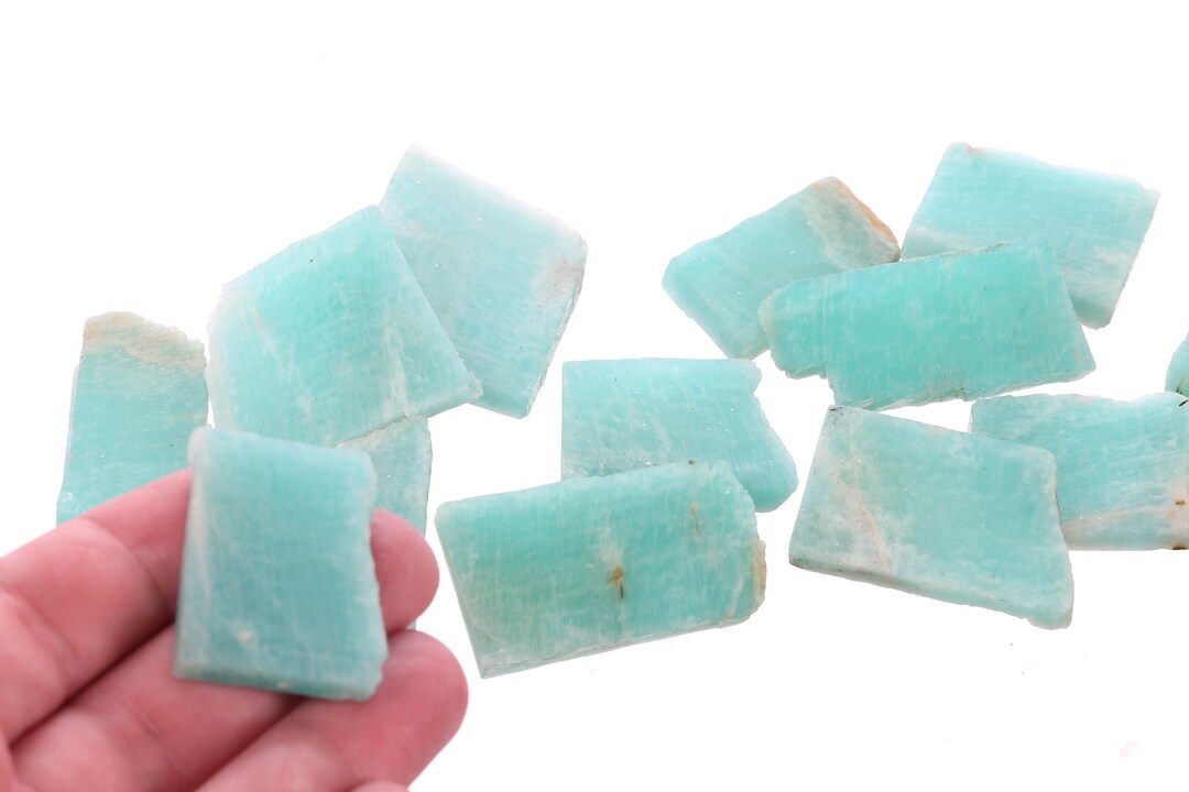 Large Dark Blue Raw Amazonite Slices, Rough Amazonite, Genuine ...