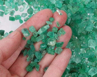 Raw Emerald Pieces, Panjshir Valley Emerald, Rough Emerald, Green Rough Gemstones, May Birthstone, Bulk Natural Emerald Crystals, EMSCOOP002