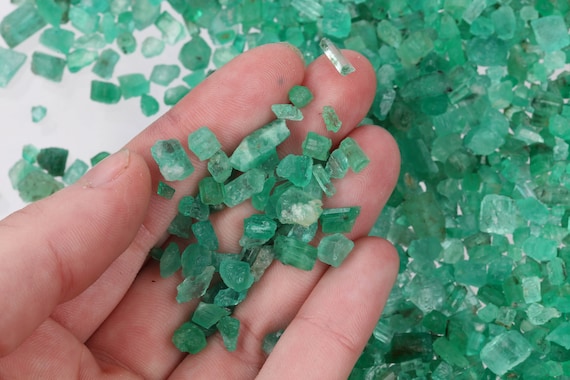 Raw Emerald Pieces, Panjshir Valley Emerald, Rough Emerald, Green Rough Gemstones, May Birthstone, Bulk Natural Emerald Crystals, EMSCOOP002