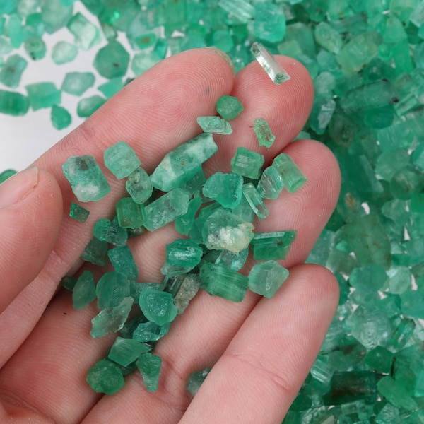 Raw Emerald Pieces, Panjshir Valley Emerald, Rough Emerald, Green Rough Gemstones, May Birthstone, Bulk Natural Emerald Crystals, EMSCOOP002