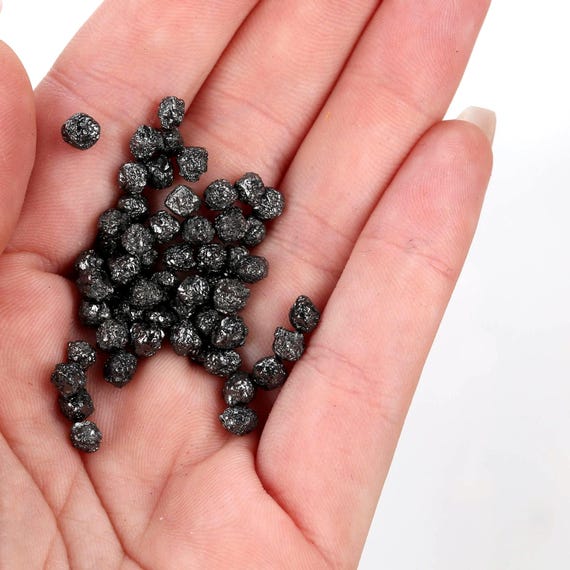 Raw Black Diamond Pieces, Conflict-Free, 3-4mm Rough Undrilled