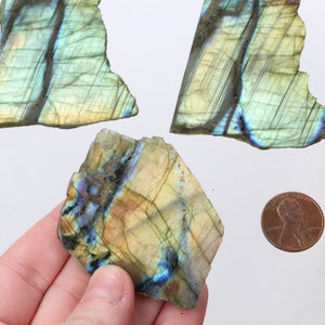 Qualität Rohe Labradorit Scheiben, Roher Labradorit, Echter Ungeschliffener Labradorit Kristall, Heilender Kristall, Labradoriteslice005