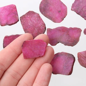 Treated Raw Ruby slices, Rough Ruby, Genuine Ruby Crystal, July Birthstone, Healing Crystal, Bulk Raw Gemstone, Rubyslice