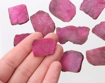 Raw Ruby slices - Dyed - July Birthstone, Healing Crystal, Rubyslice