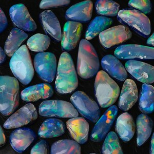 Lapis Lazuli-Backed Ethiopian Opal Doublets, Natural Welo Opal Mixed-Shape Cabochon, LEopal712