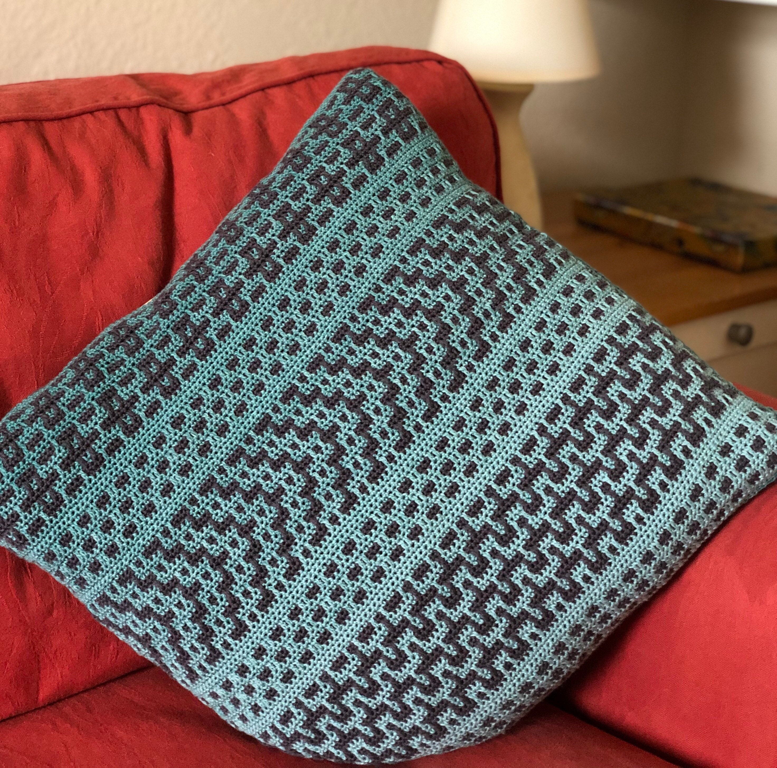 Handcrafted Mosaic Crochet Cushion Cover Etsy Denmark