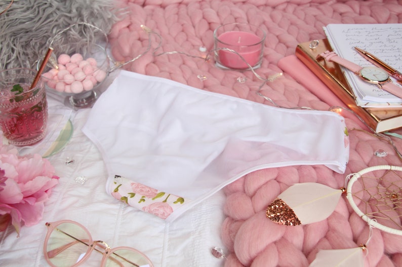 Mesh Back Hipster Panties from the /'Petal For Your Thoughts/' Collection Evie la L\u00f9ve Made to Order Lingerie