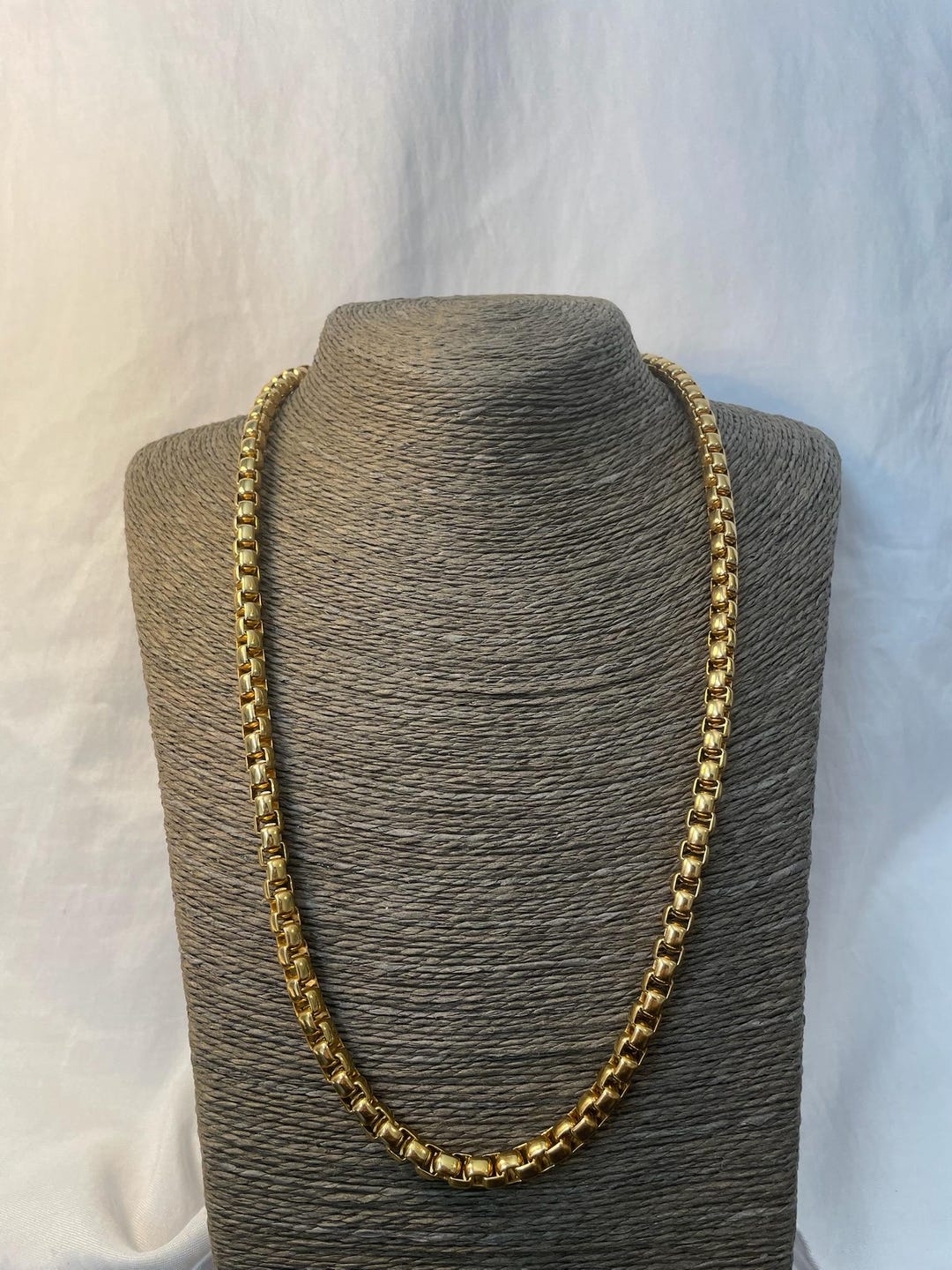 Stainless Steel Gold Plated Box Chain Necklace 24 Inch. 5 Mm - Etsy