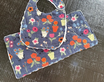 Baby Bib and Burp Cloth Set