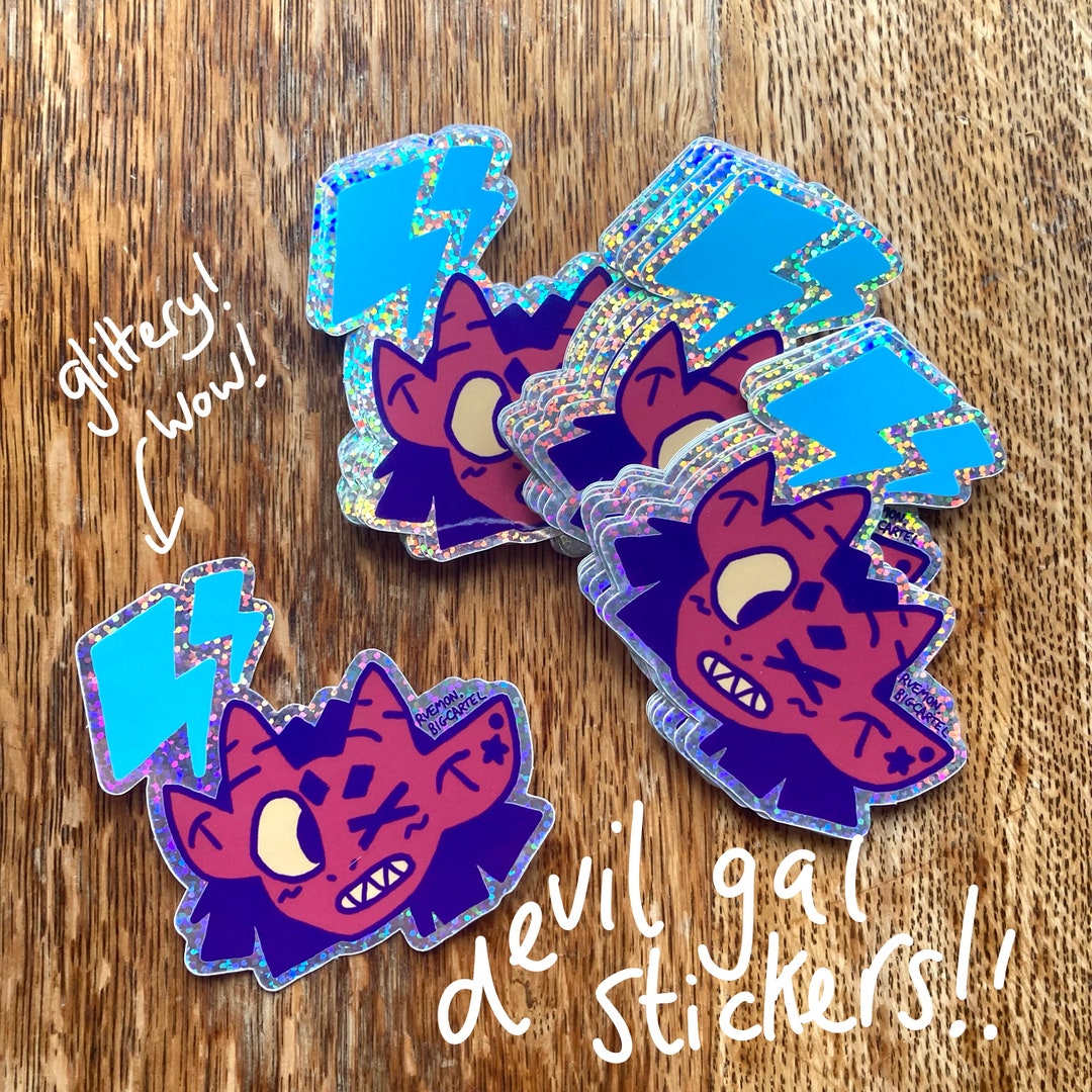 Devil Gal Glitter Sticker - Etsy