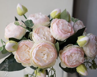 10 bouquets de pivoines séchées à grosse tête | Fleur artificielle | Décoration de mariage/maison | Cadeaux