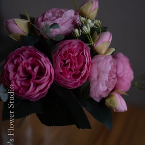 10 bouquets de pivoines séchées à grosse tête Fleur artificielle Décoration de mariage/maison Cadeaux Best-seller multicolore image 7