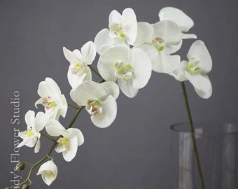 40" Phalaenopsis Orchidee, Witte Faux, Real Touch, Bloemenboeket, Kunstmatige Lente Plant Stam, Centerpieces, Bruiloftsdecoraties