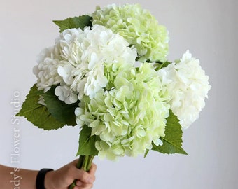 4 pcs, 21" Large Hydrangea Artificial Flowers, Real Touch Latex Artificial Hydrangea for Wedding Bouquet Party Home Decor