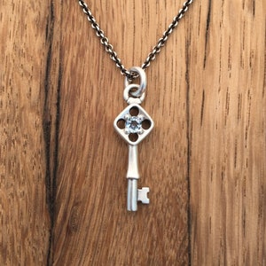 Square Birthstone Key Pendant