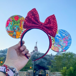 Be our guest Faux stained glass vitral ears / Beauty and the beast stained glass windows / Resin mouse ears