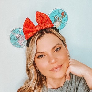 Faux Stained Glass Beauty and the Beast Mouse Ears | Handmade Belle-Inspired Headband for Disney Parks image 5
