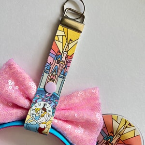Cinderella keychain/ key fob/ disney mouse ear holder Cinderella castle inspired