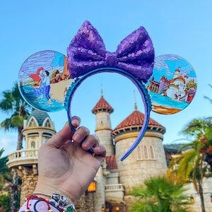 Little Mermaid Mouse Ears, Ariel & Eric Stained Glass Design, Disney Park Ears