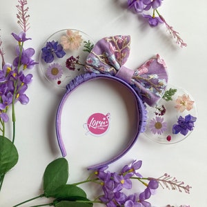 Resin pressed purple flowers ears / Isabella madrigal inspired ears/ Encanto ears