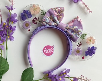 Encanto Isabela Mouse Ears | Pressed Purple Flower Headband