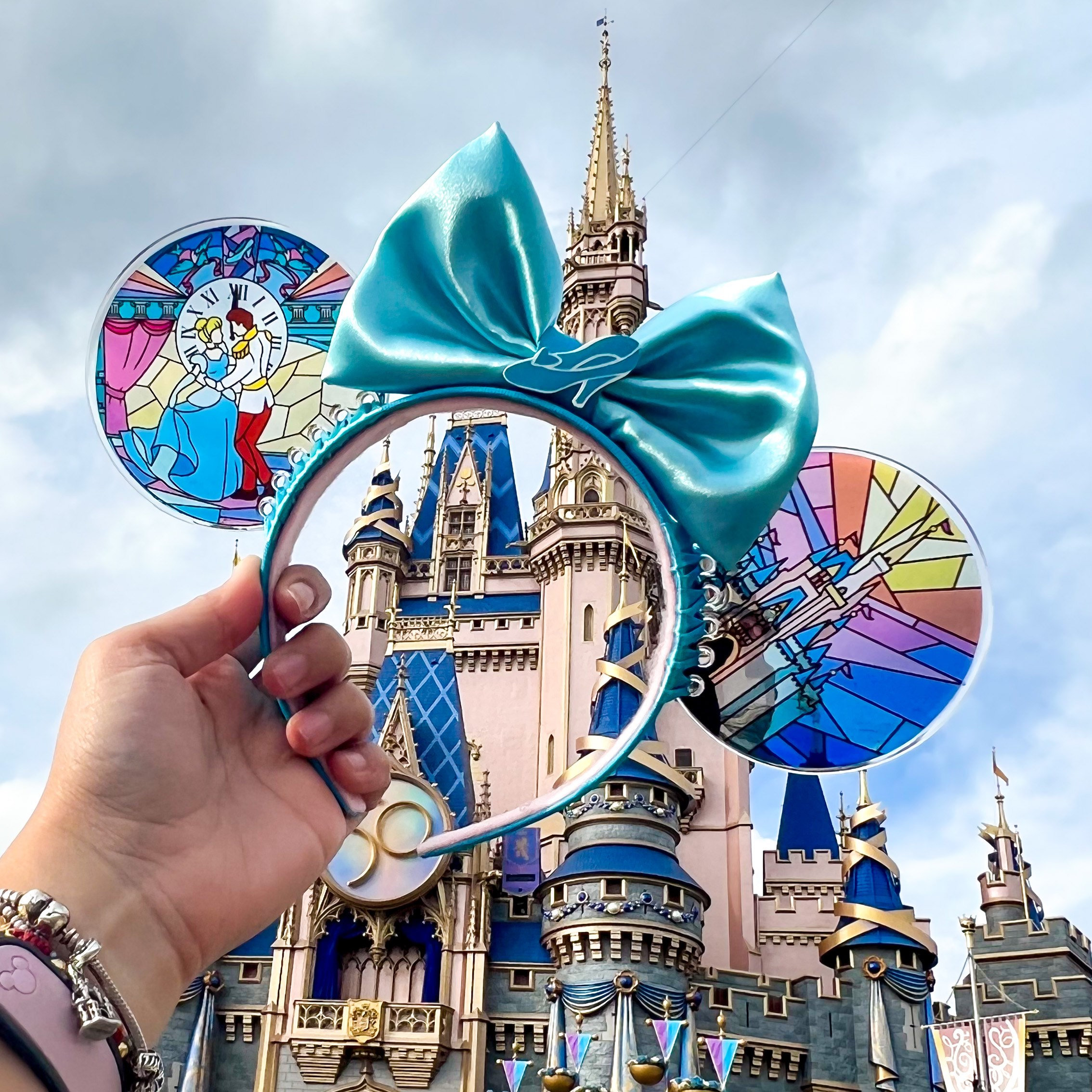 Cinderella Mouse Ears: Faux Stained Glass, Castle Design