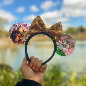 Pocahontas Faux stained glass ears resin ears /meeko and Pocahontas mouse ears