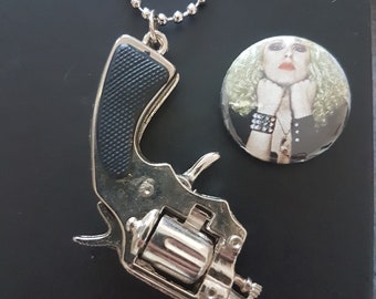 Nancy Spungen gun pistol, neckchain sid & nancy necklace Sex Pistol punk chain Sid Vicious