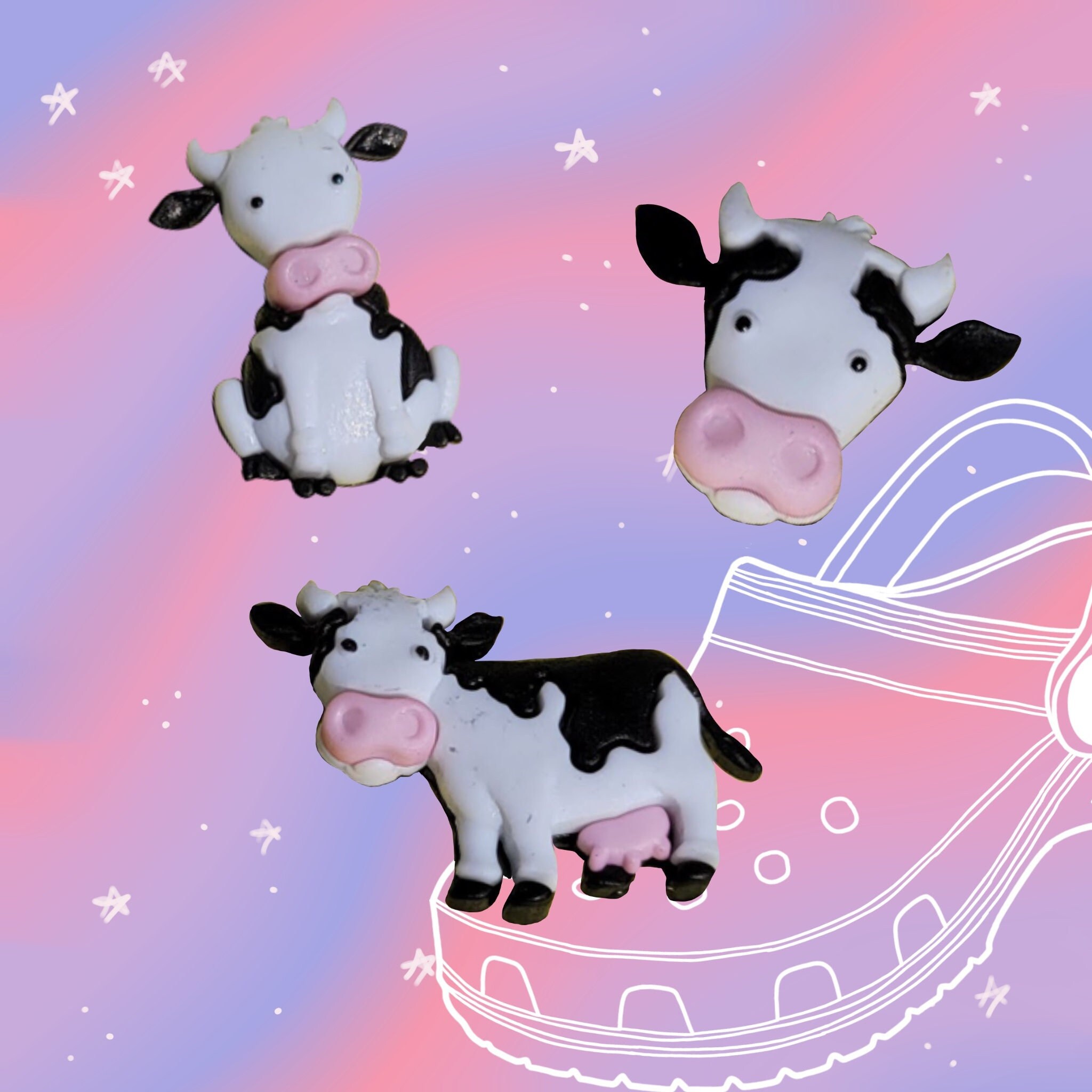 crocs with cows on them