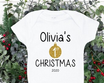 Personalized first Christmas Onesies®, First Christmas Onesies®, custom Christmas  Onesies®, Custom name Christmas bodysuit