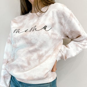 MAMA tie dye crewneck sweatshirt, mama tie dye t-shirt, auntie crew neck sweater, grandma crew neck sweater, new mom sweatshirt