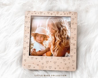 Heart Wooden Magnetic Picture Frame, Family Photo Fridge Magnet
