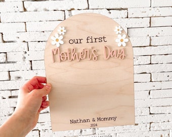 our first Mother's Day sign, DIY craft Mother's Day gift, baby footprint keepsake, custom Mother's Day gift