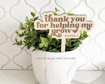 Etiqueta de agradecimiento por ayudarme a cultivar plantas, regalo personalizado para maestros, regalo para mamás de plantas