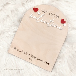 our little valentine wooden sign, baby's first valentine's day, baby feet keepsake,  tiny little valentine sign