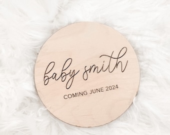 Pregnancy Announcement Wooden Sign | Baby Coming Soon Photo Prop | Personalized Baby Reveal Keepsake