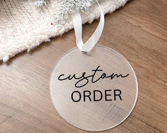 Custom christmas ornament, personalized christmas ornament, baby's first christmas, engaged christmas ornament