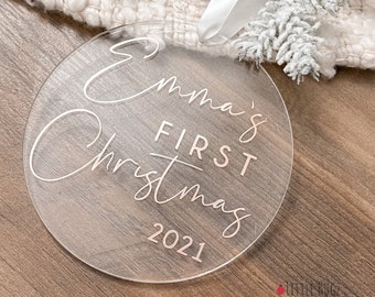 Baby's first christmas, Personalized first christmas ornament, custom ornaments, baby ornament, family acrylic ornament