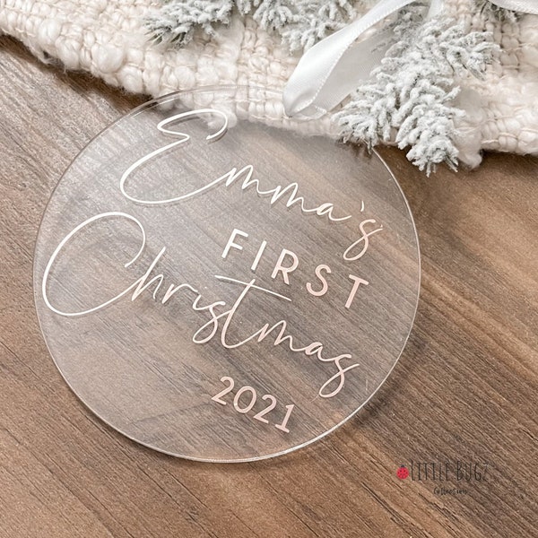 Baby's first christmas, Personalized first christmas ornament, custom ornaments, baby ornament, family acrylic ornament