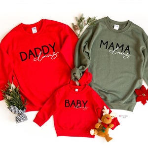 MAMA claus sweatshirt, family claus sweatshirts, daddy claus sweatshirt, matching family christmas sweatshirts