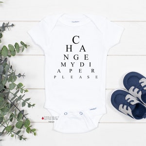 CAMBIA mi pañal por favor, mono de bebé, mono divertido para bebé, mono de futuro optometrista, regalo para futuro optometrista