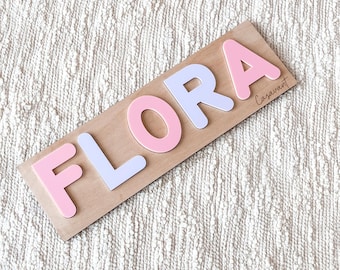 Rompecabezas con nombre personalizado / Rompecabezas de madera con nombre personalizado / Rompecabezas con nombre para niños pequeños / Juguete inspirado en Montessori