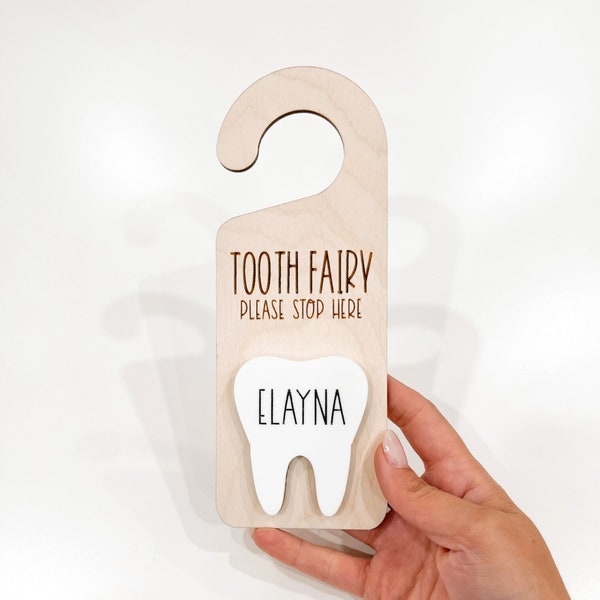 Colgador de puerta de hada de los dientes personalizado con ranura para dinero