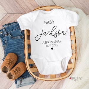 Baby last name onesie®, due date announcement onesie®, baby announcement onesie®, pregnancy announcement onesie®