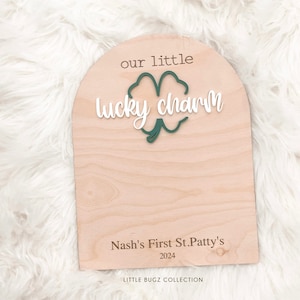 our little lucky charm wooden sign, baby's first st.patrick's day, baby feet keepsake, baby's first st patty's