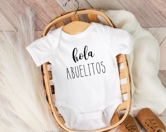 Hola Abuleitos Baby Onesie®, Pregnancy Announcement Baby Onesie®, Cute Spanish grandparent announcement Onesie®,