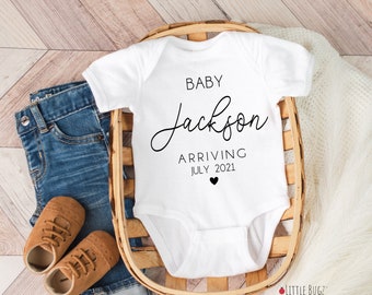 Personalized Baby Last Name Onesie, Due Date Announcement