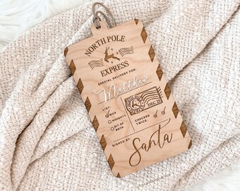North Pole Express Tag, Special Delivery From Santa, Naughty or Nice Christmas Tag, Christmas Gift Tags, Wooden Christmas Tag