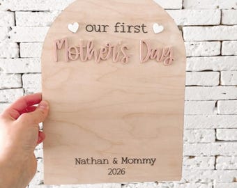 our first Mother's Day sign, DIY craft Mother's Day gift, baby footprint keepsake, custom Mother's Day gift