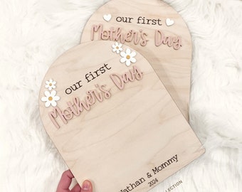 our first Mother's Day sign, DIY craft Mother's Day gift, baby footprint keepsake, custom Mother's Day gift